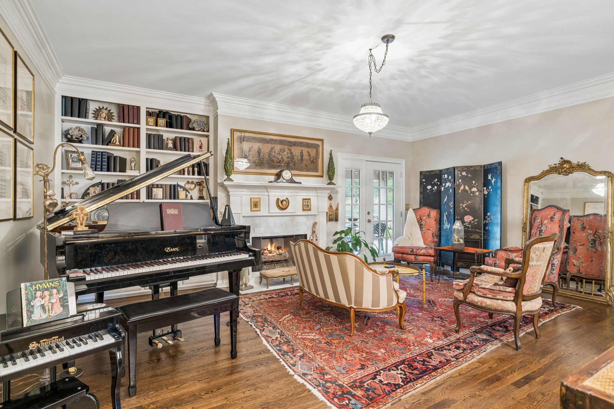 Living room with hardwood floors and a staircase at 1514 Knox Valley Drive, Brentwood TN