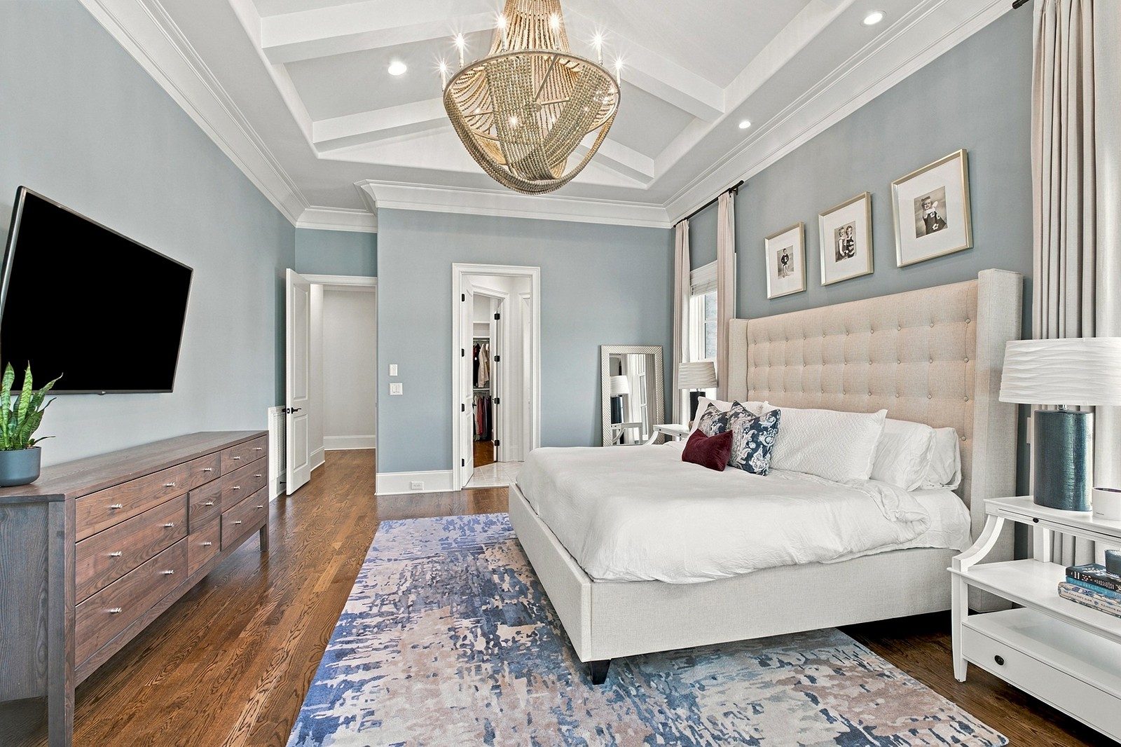 Primary bedroom with a tray ceiling at 9265 Berwyn Court, Brentwood TN